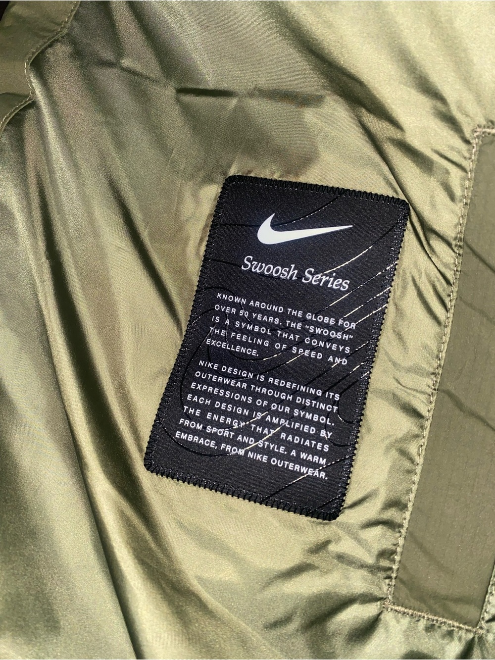 Nike Women's Sportswear Swoosh Series Oversized Down Vest - Olive/Black - Picture 10 of 11